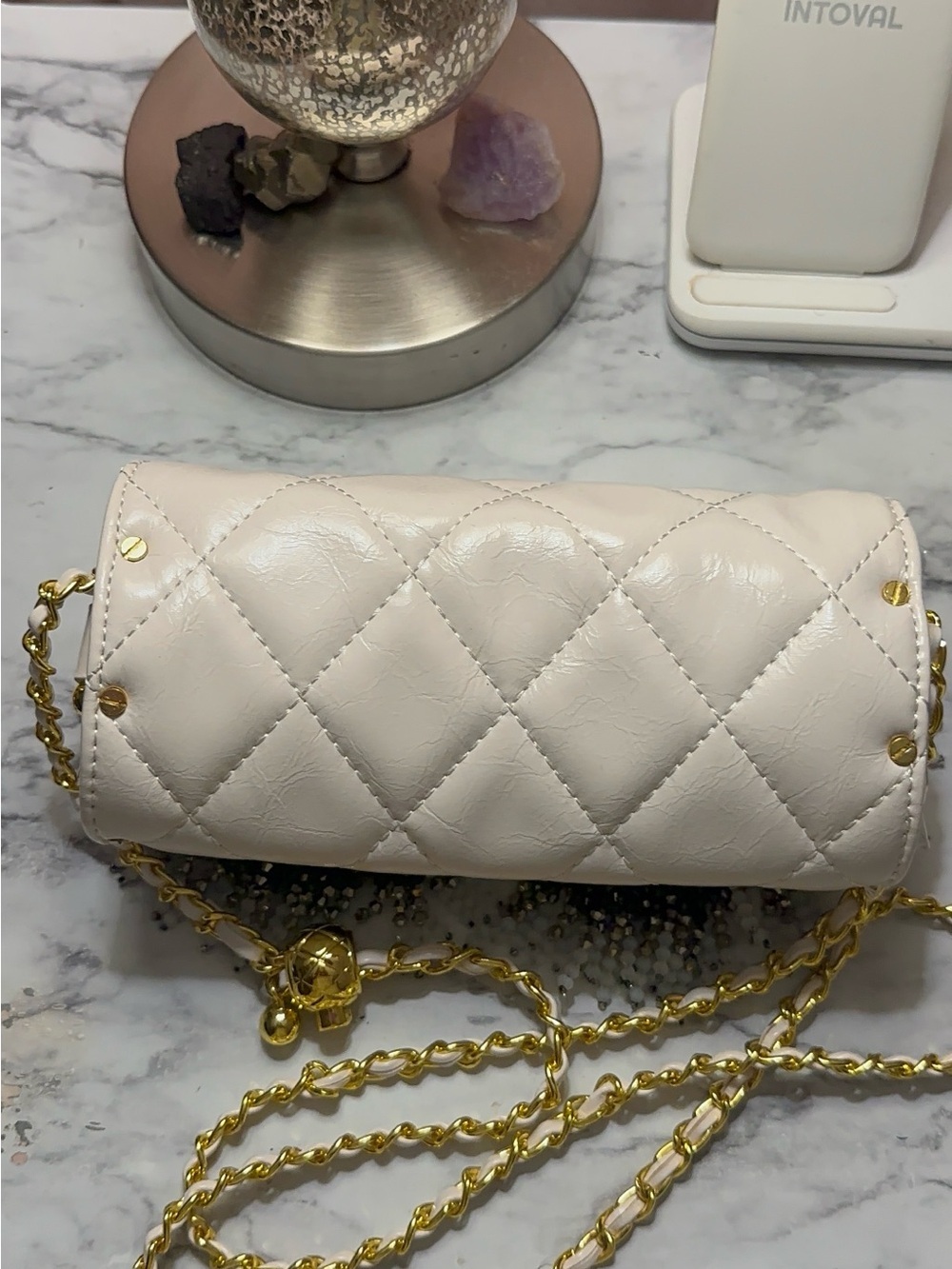 Word To The Wise Embellished White Crossbody Bag - Picture 7 of 7